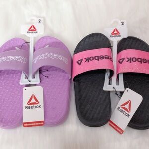 2 pairs of Girls Size 2 Reebok Slippers